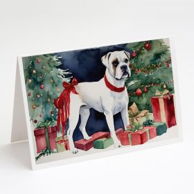 White Boxer Christmas Greeting Cards Pack of 8 Blank Cards with Envelopes Whimsical A7 Size 5x7 Blank Note Cards