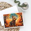 Australian Terrier Terrier Fall Greeting Cards Pack of 8 Blank Cards with Envelopes Whimsical A7 Size 5x7 Blank Note Cards