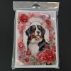Bernese Mountain Dog Valentine Roses Greeting Cards Pack of 8 Blank Cards with Envelopes Whimsical A7 Size 5x7 Blank Note Cards
