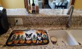 Boston Terrier Spooky Halloween Dish Drying Mat Absorbent Dish Drying Mat Pad for Kitchen Counter Dish Drainer Mat for Countertop, 14 x 21"