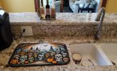 Calaveras Sugar Skulls Spooky Halloween Dish Drying Mat Absorbent Dish Drying Mat Pad for Kitchen Counter Dish Drainer Mat for Countertop, 14 x 21"