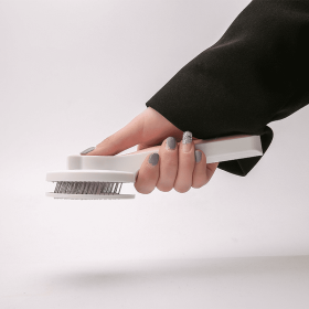 Cat Grooming Brush, Self Cleaning Slicker Brushes For Dogs Cats Pet Grooming Brush Tool Gently Removes Loose Undercoat (Color: White)